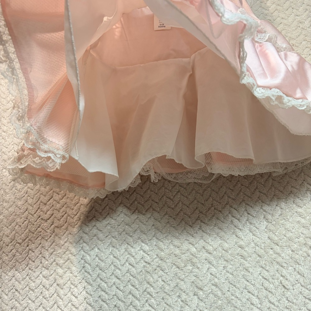 Vtg 70s Union Made Toddler Girl Size 4 Pink Ruffle Trim Tiered Coquette Dress - Picture 3 of 9